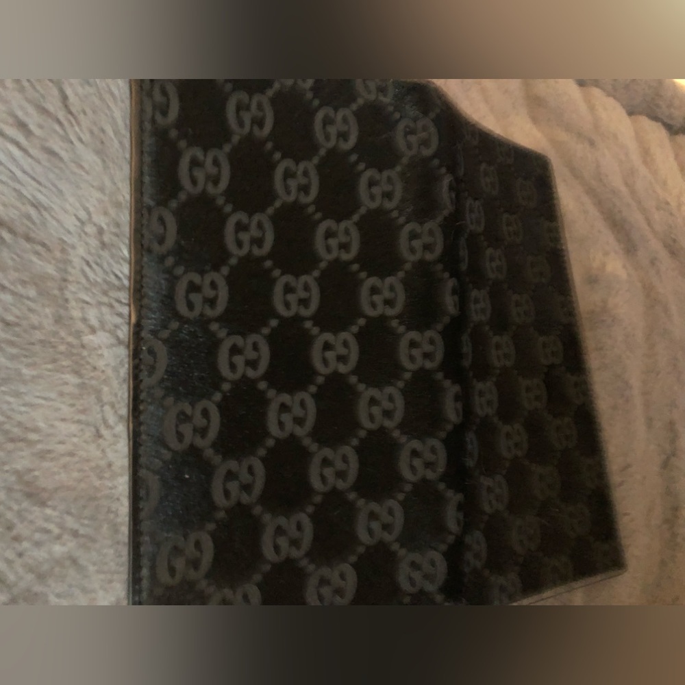 Gucci Wallet Calf Hair Black Long Checkbook Card Money Holder